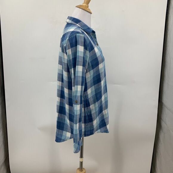 J Jill Shirt Women XSP Extra Small Petite Blue Plaid Button Up Pocket *READ - Picture 4 of 13
